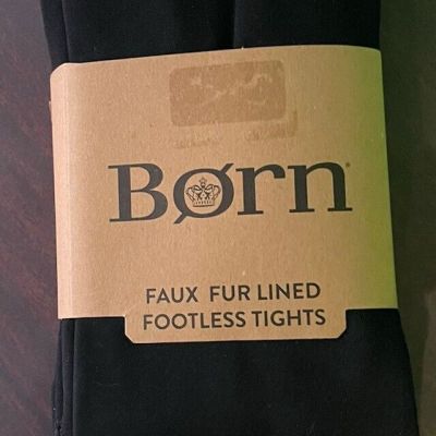 Born Faux Fur Lined Footless Tights New Black M/L